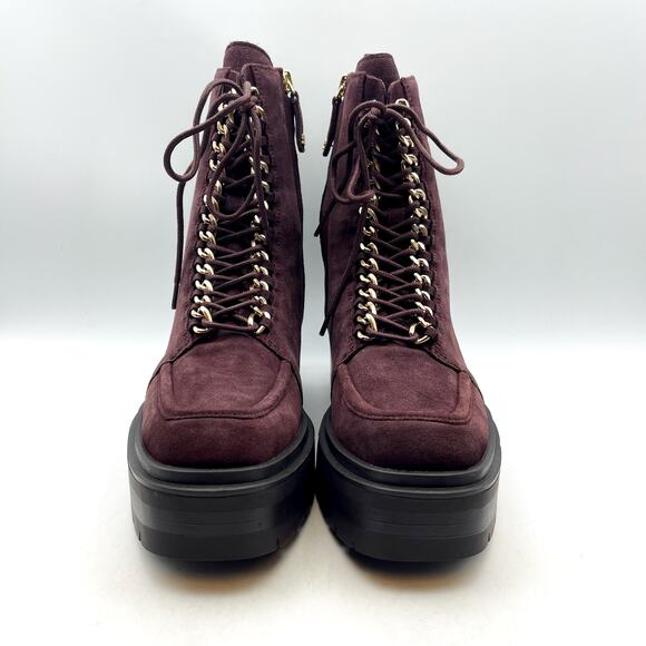 Sam Edelman Women Lovrin Platform Combat Boot US 8 M EU 38.5 Burgundy Suede NWOB - Picture 6 of 12